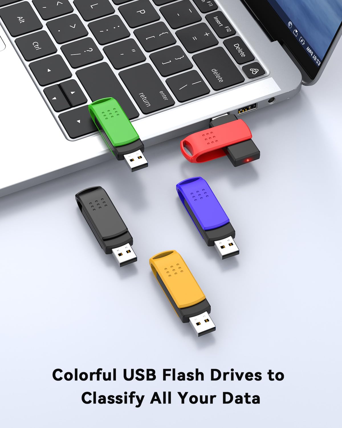 32GB USB Flash Drive 5 Pack, Swivel USB 2.0 Memory Stick Thumb Drive with Keychain Design, Portable Pen Drives for PC, Laptop, Car, TV, 5 Multicolor USB Drives for Data Storage and File Sharing - Image 2