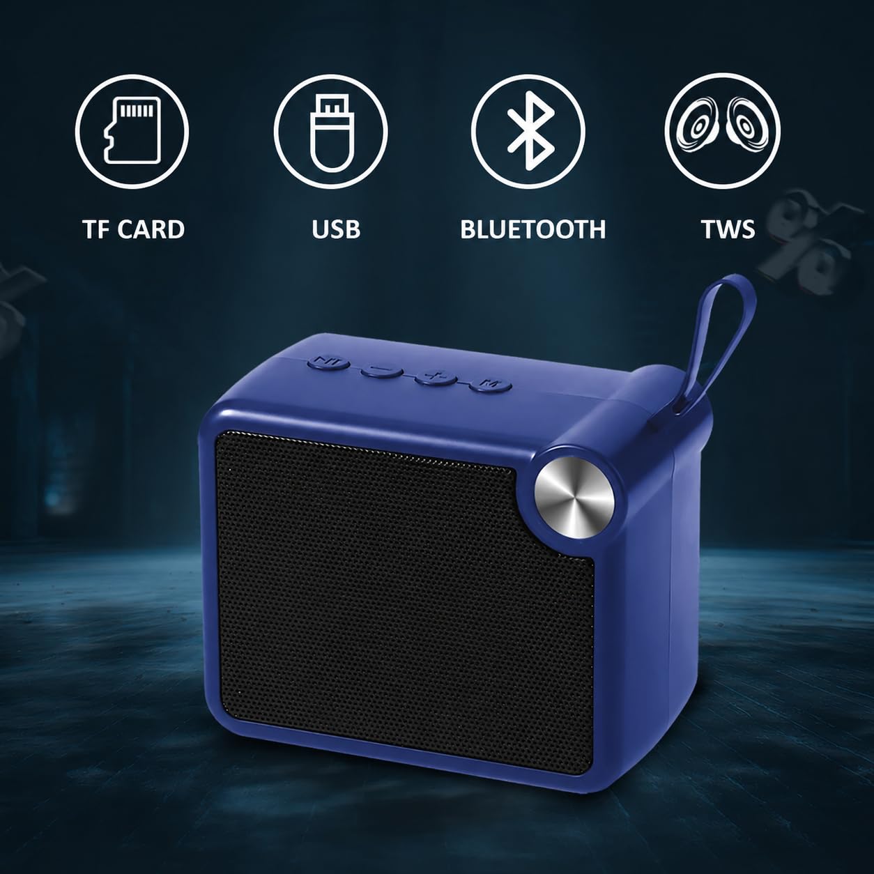 10W Mini Bluetooth Speaker with Pristine Sound, 8 Hours Playtime, Multi-Playback Modes-BT5.4/TF Card/USB, Front Metal Grill, Type-C Fast Charging, Multi-Function Control Buttons (Blue) - Image 5