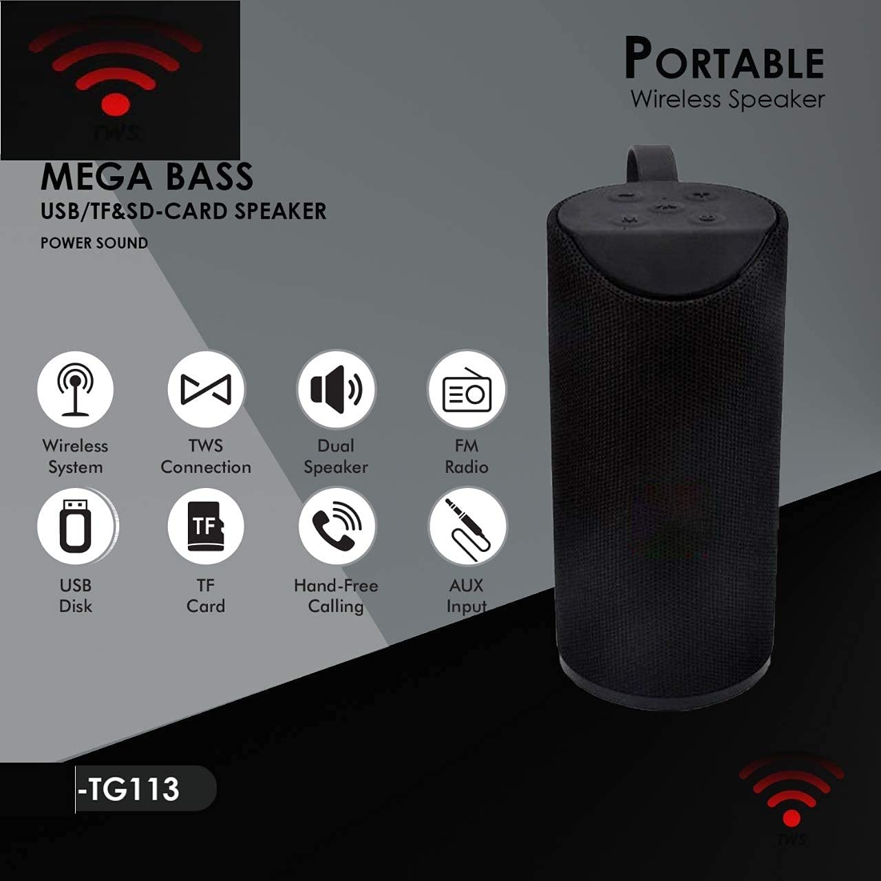 Portable Bluetooth Speaker with USB/Micro SD Card/AUX/Mic Multimedia Speaker - Image 6