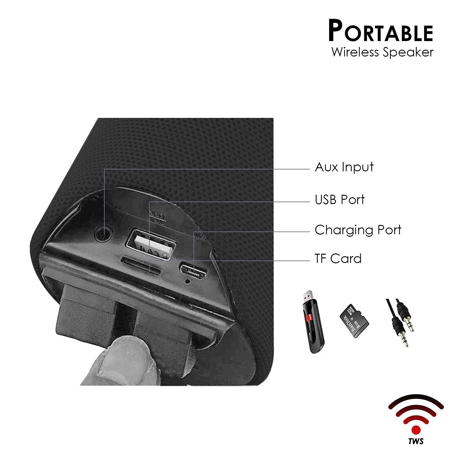 Portable Bluetooth Speaker with USB/Micro SD Card/AUX/Mic Multimedia Speaker - Image 5