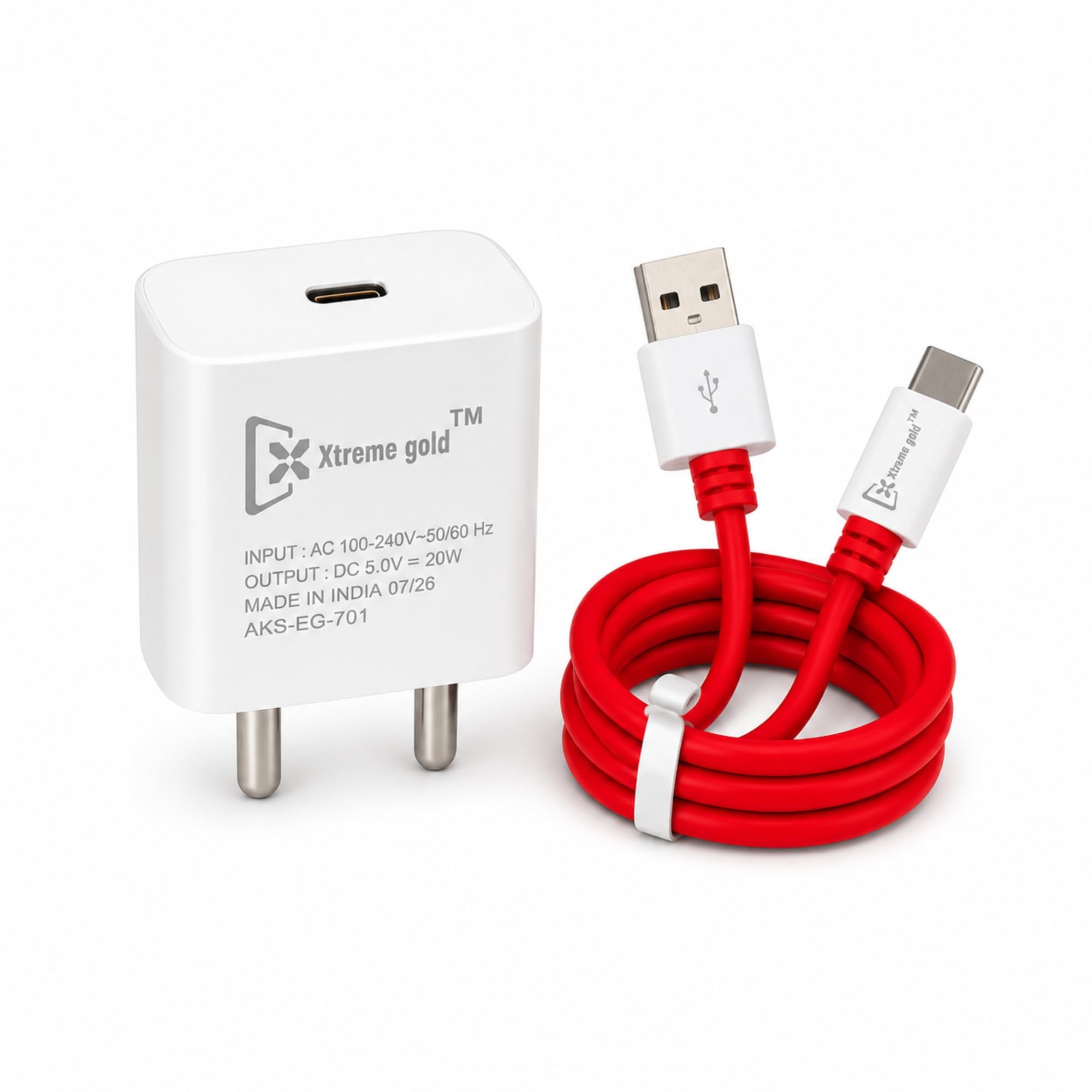 20W PD Fast Charger with 1m Datacable | EG-701 | Fast Charging Mobile Charger | Compact Travel Adapter | Safe Multi Protection | Home Office Travel | White