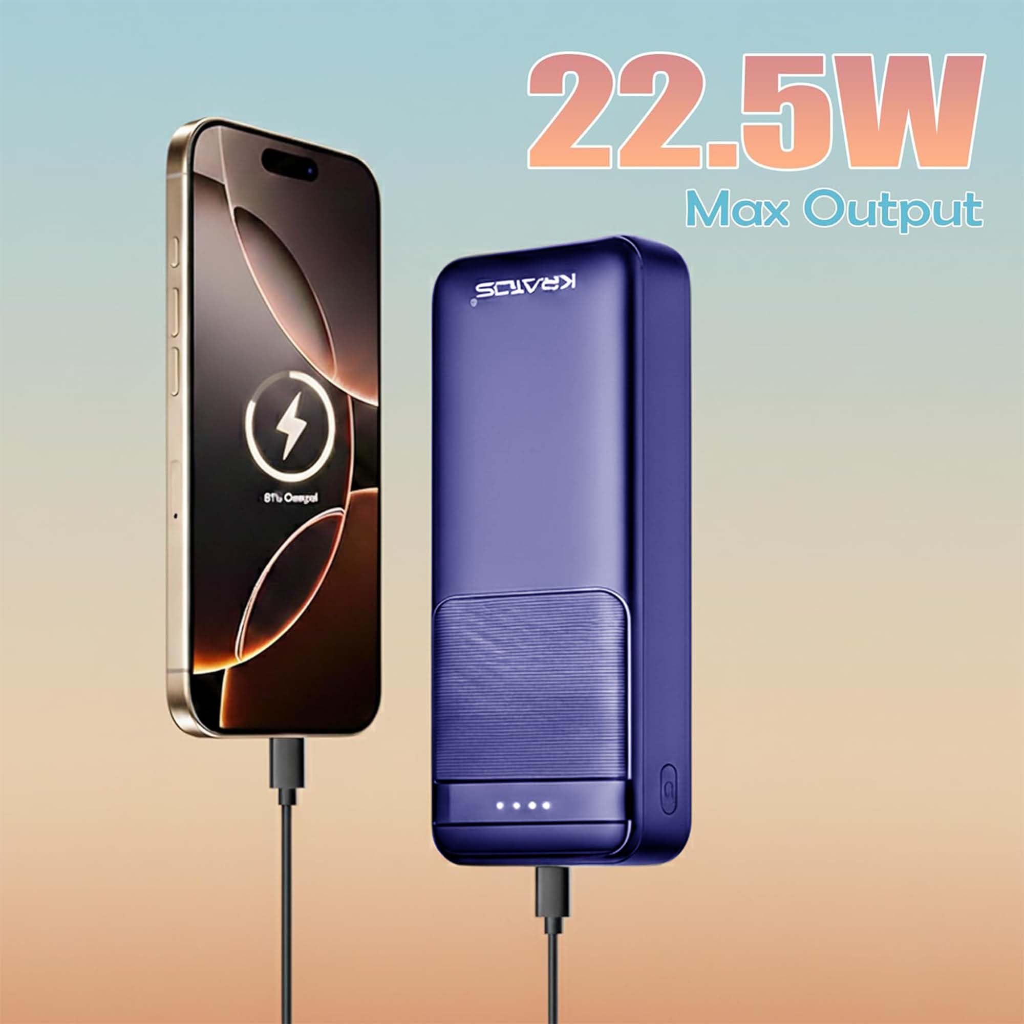 Legend Champ Power Bank 20000mAh, 22.5W Fast Charging with Power Delivery & Quick Charge, Triple Output, USB Type-C Input & Output, BIS Certified, Made in India (Blue) - Image 6