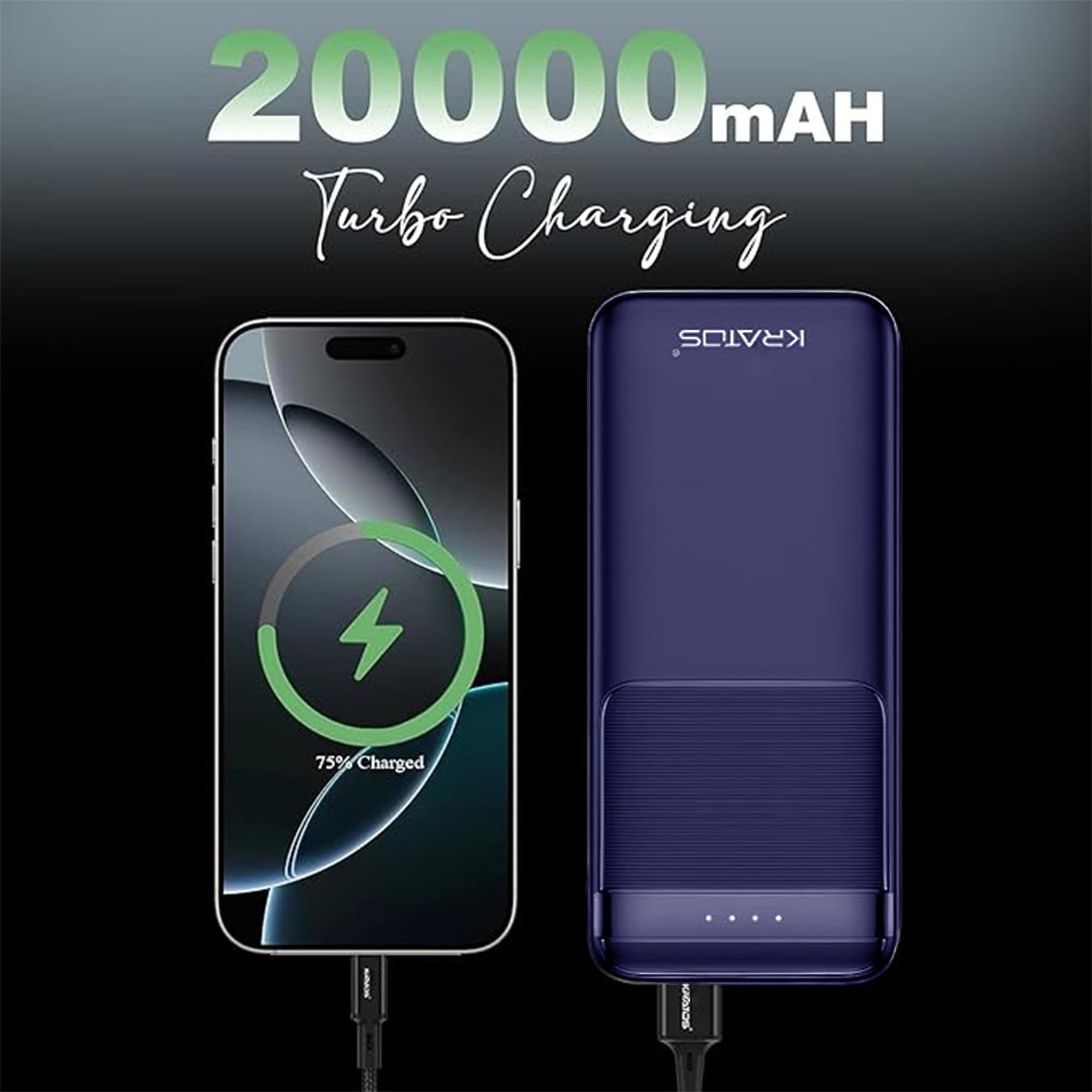 Legend Champ Power Bank 20000mAh, 22.5W Fast Charging with Power Delivery & Quick Charge, Triple Output, USB Type-C Input & Output, BIS Certified, Made in India (Blue) - Image 2