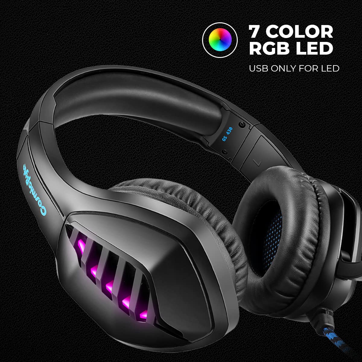 GS430 Gaming wired over ear Headphone, 7 Color RGB LED and Microphone - Image 3