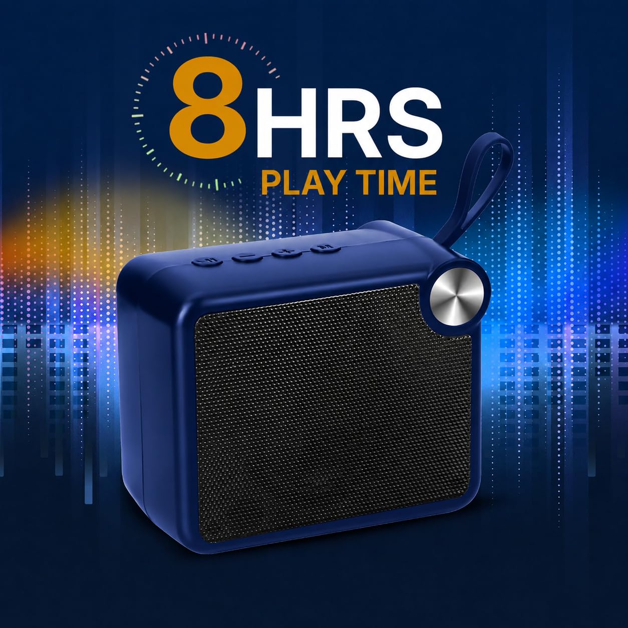 10W Mini Bluetooth Speaker with Pristine Sound, 8 Hours Playtime, Multi-Playback Modes-BT5.4/TF Card/USB, Front Metal Grill, Type-C Fast Charging, Multi-Function Control Buttons (Blue) - Image 3