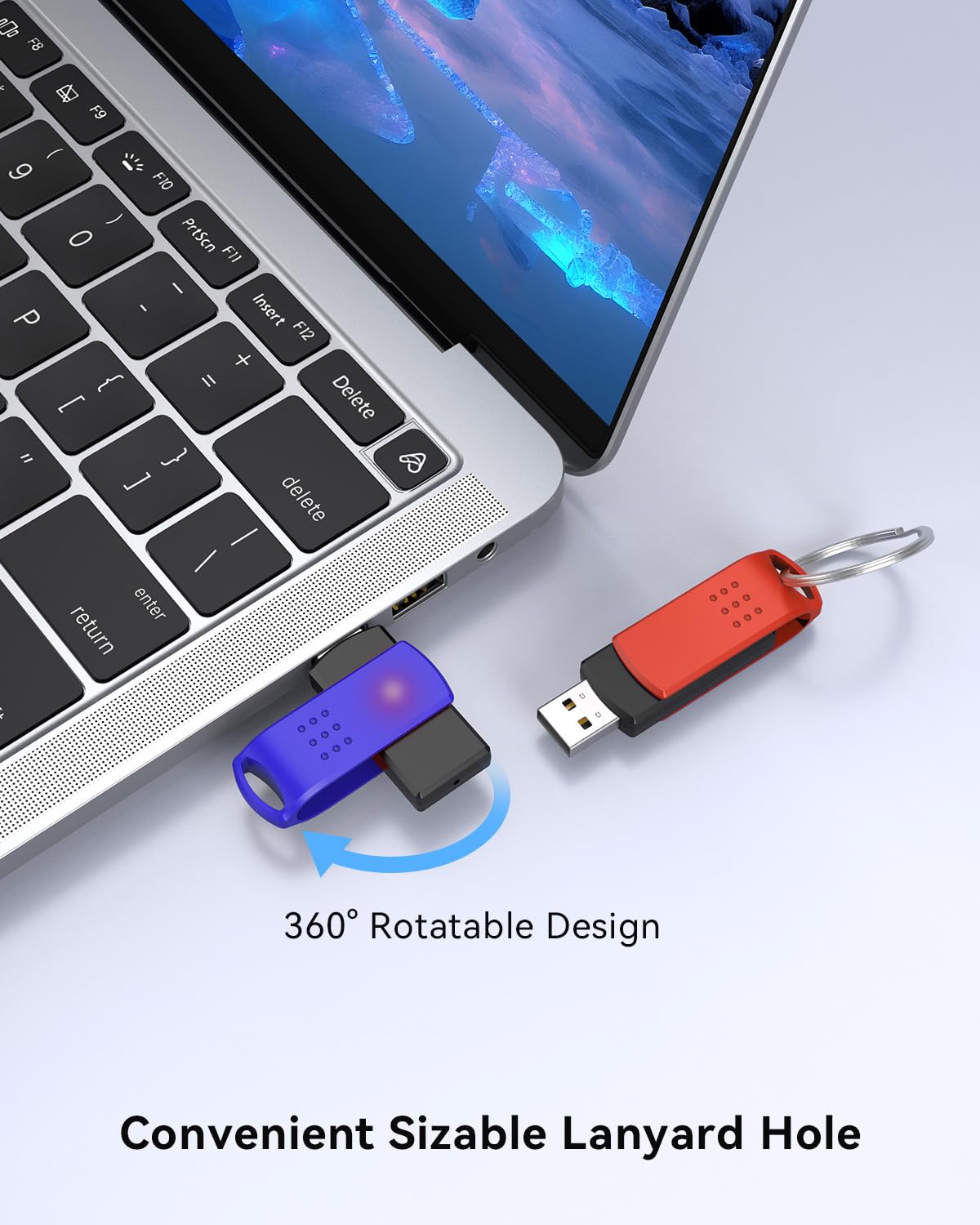 32GB USB Flash Drive 5 Pack, Swivel USB 2.0 Memory Stick Thumb Drive with Keychain Design, Portable Pen Drives for PC, Laptop, Car, TV, 5 Multicolor USB Drives for Data Storage and File Sharing - Image 6