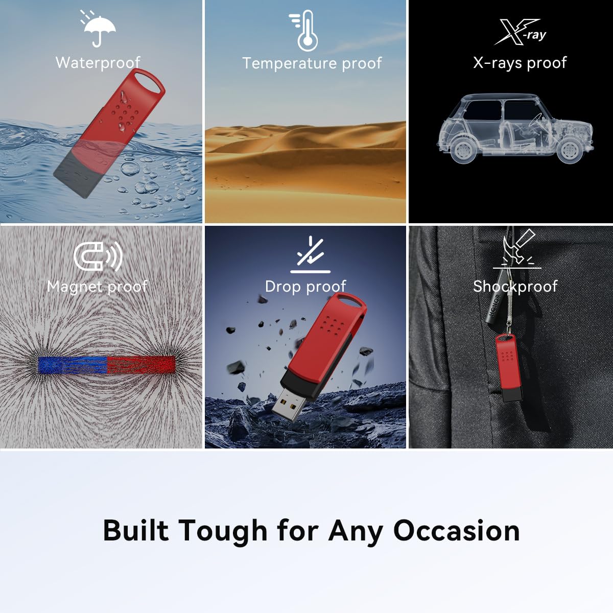 64GB USB Flash Drive 2 Pack (Red), USB-A, Pen Drives 25MB/s Read 10MB/s Write, Dual Thumb Drives for PC, Laptop, Car Music, Document Photo Storage (2 Pack) - Image 3