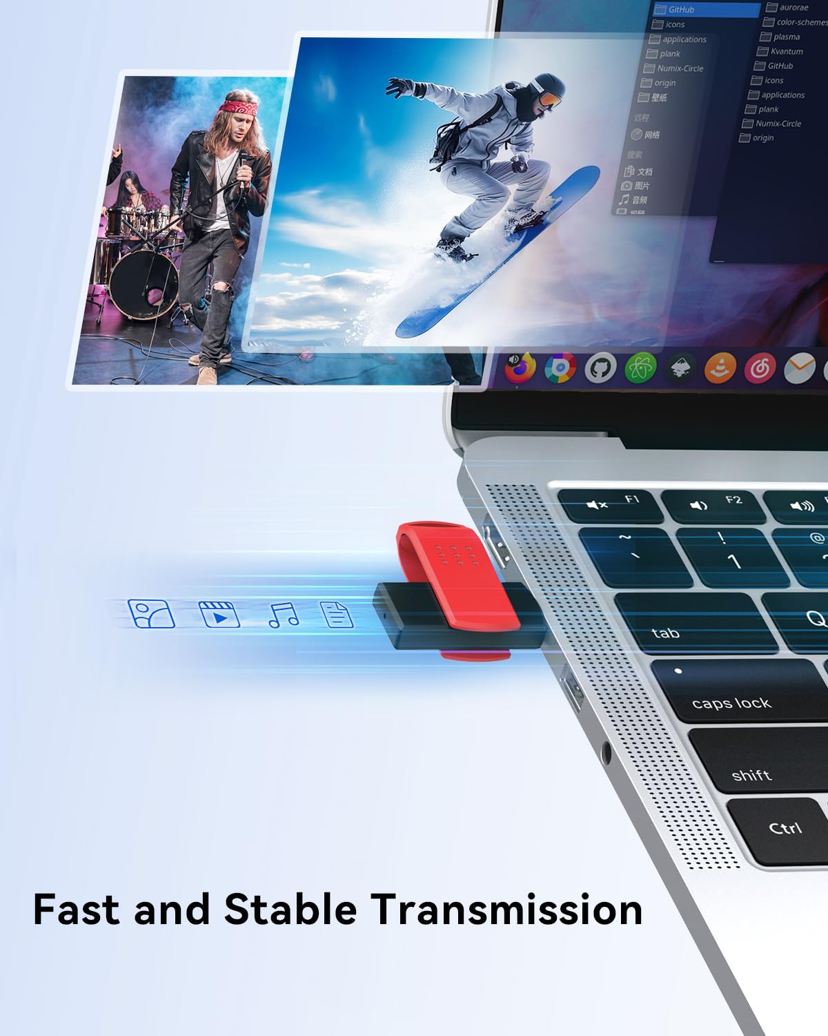 32GB USB Flash Drive 5 Pack, Swivel USB 2.0 Memory Stick Thumb Drive with Keychain Design, Portable Pen Drives for PC, Laptop, Car, TV, 5 Multicolor USB Drives for Data Storage and File Sharing - Image 7