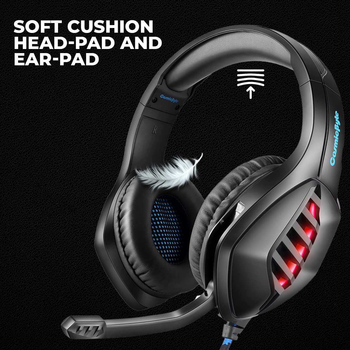 GS430 Gaming wired over ear Headphone, 7 Color RGB LED and Microphone - Image 6