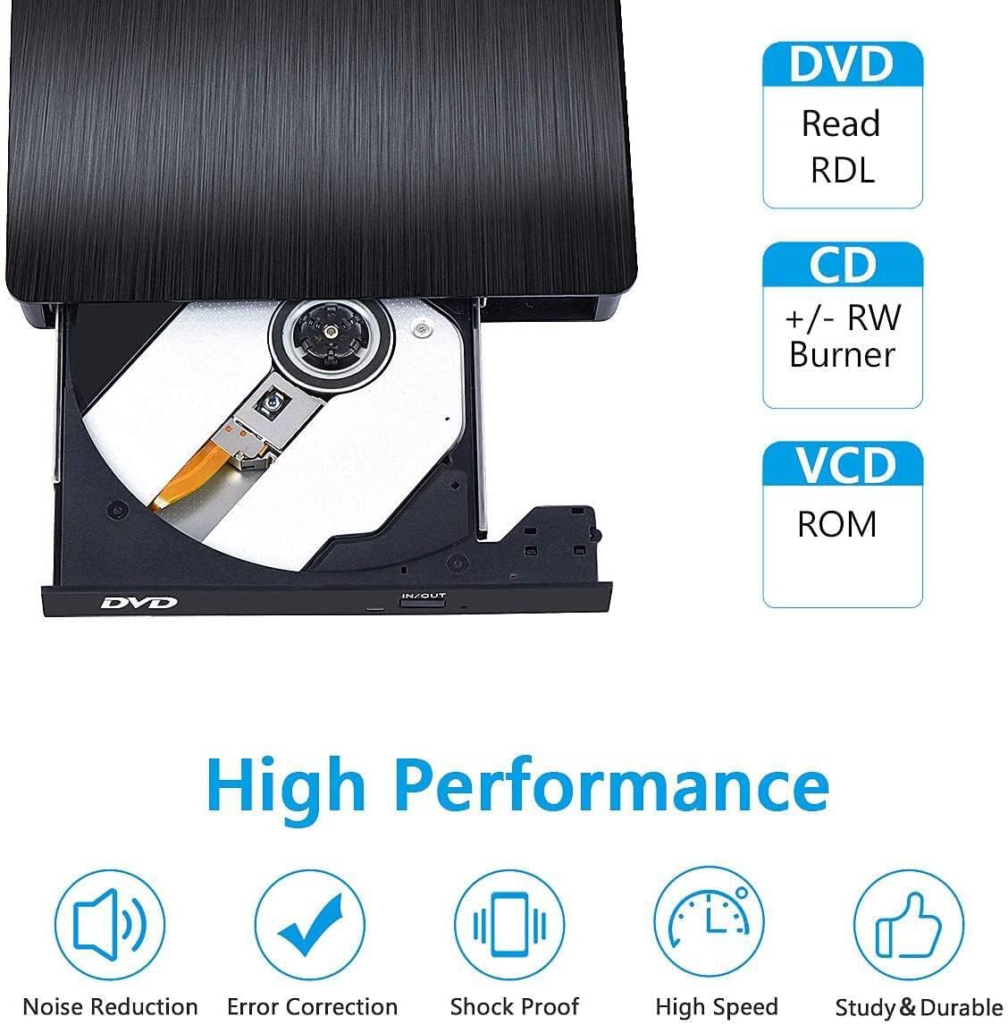 External CD/DVD Drive for Laptop, USB 3.0 CD Burner +/-RW CD ROM External DVD Drive Portable DVD Player for Laptop Desktop PC Apple Mac Windows 11/10/8/7/XP Linux OS - Image 4