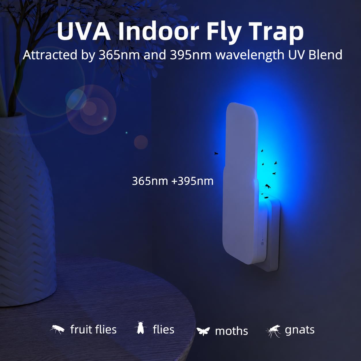 Zero Mosquitoes UVA Mosquito Smart Trap, Indoor Insect Catcher with LED Light, Electronic Bug Zapper, Mosquito Killer lamp for Home, Kids Bedroom, Indoor, Outdoor Office. (1 Device + 5 Glue Pads) - Image 2