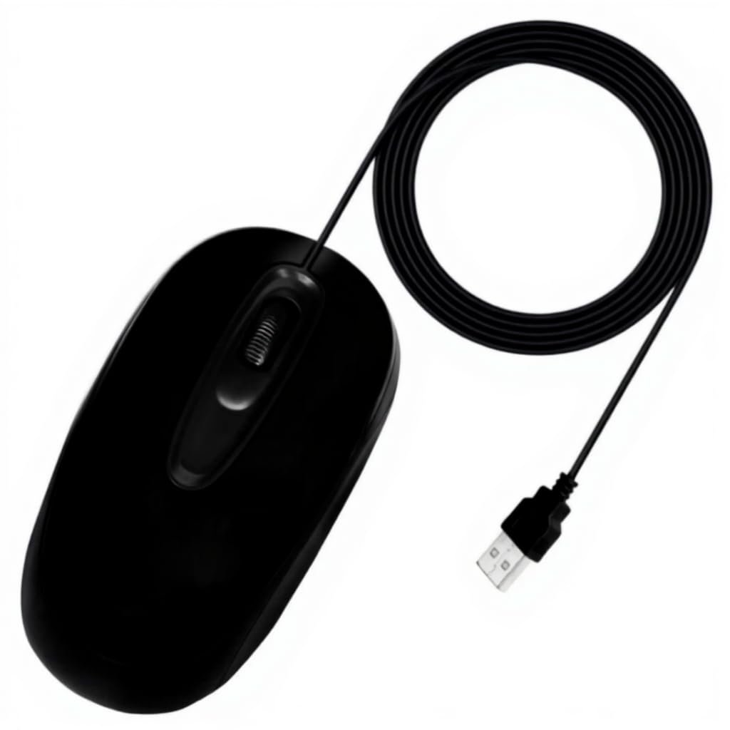 USB Optical Mouse, Black, Wired Computer Mouse with Long Cable, Ergonomic Design for Desktop PC and Laptop - Image 3
