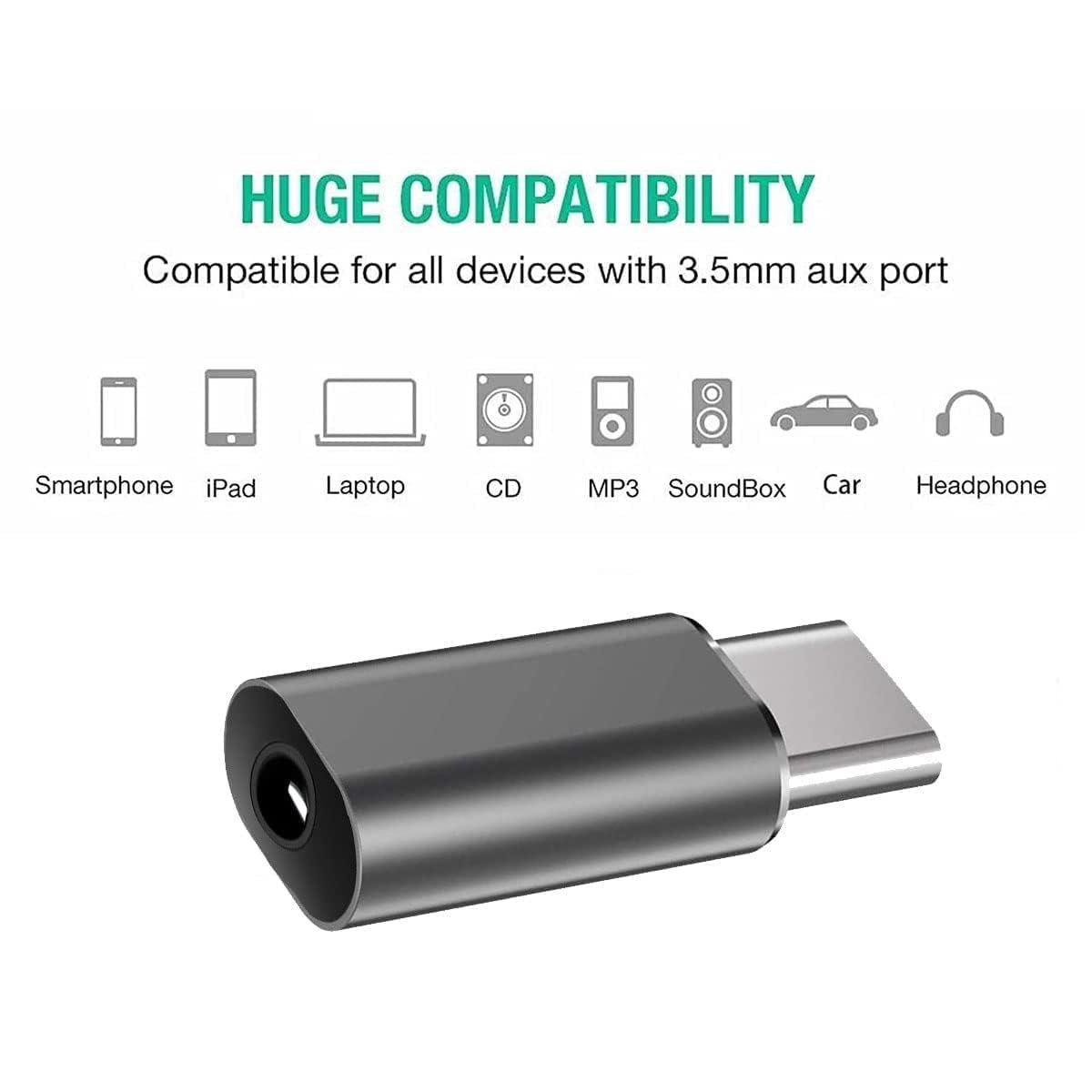 One Plus USB-C to 3.5mm Headphone Jack Adapter | Type-C to AUX Audio Converter for OnePlus, Xiaomi, Realme, Vivo (NOT for Samsung/iPad/Pixel) - Black - Image 3