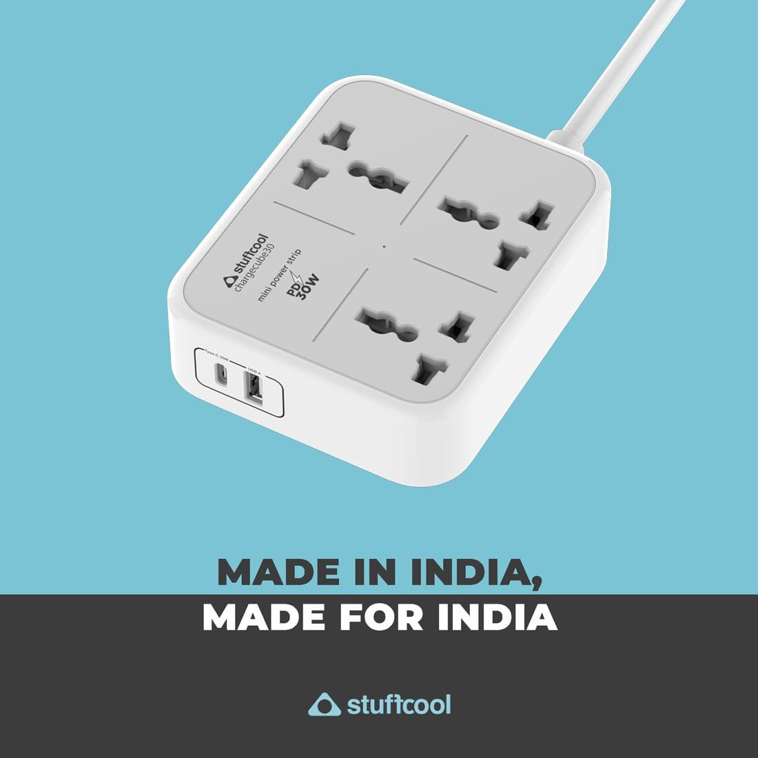 ChargeCube 30 Mini Surge Protector with 3 AC Ports and 30W Dual Port Type C PD PPS Output with Super Fast Charging, Charging iPhones 50% in 30 mins, Charges MacBook Air - Image 5