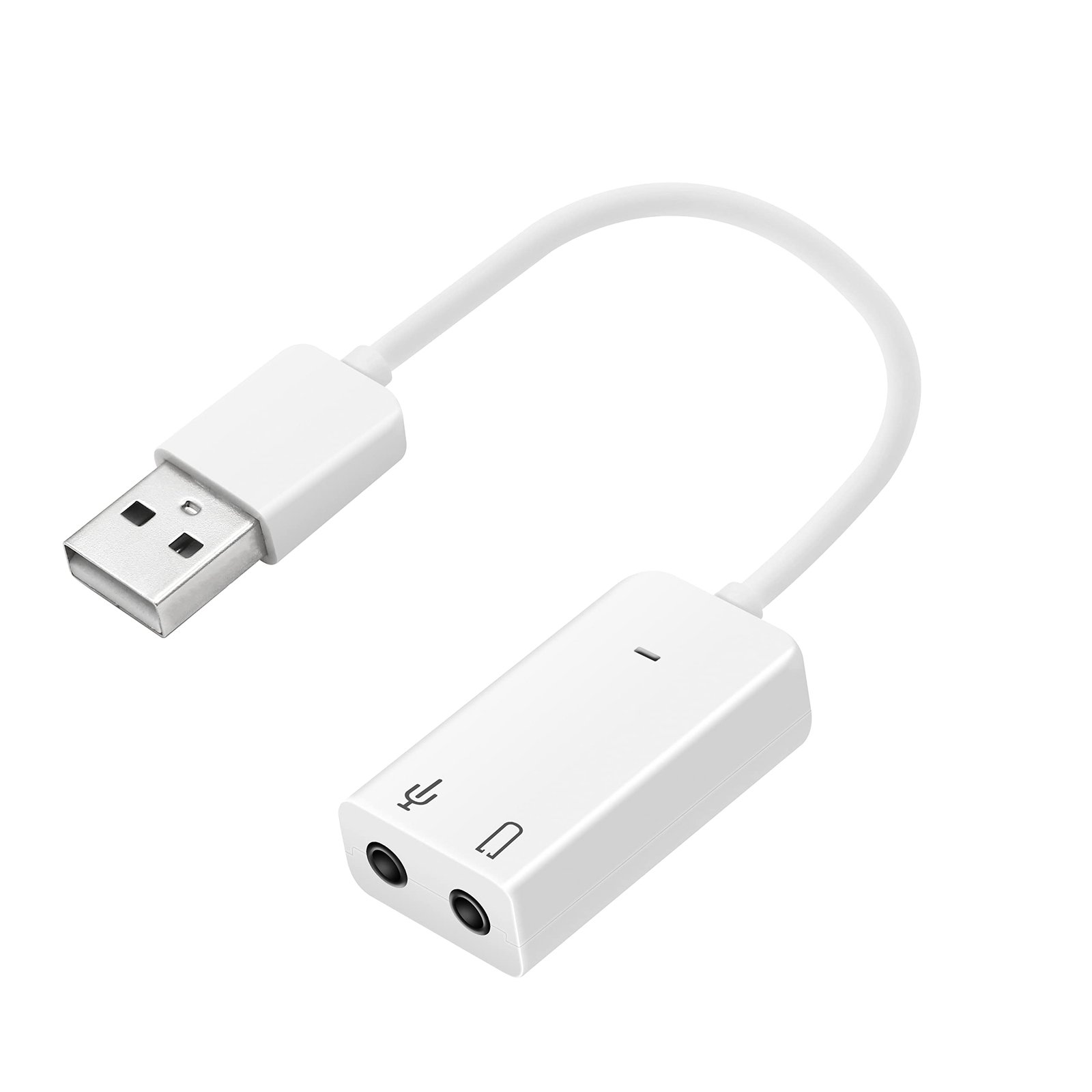 7.1 USB External Sound Card Audio Adapter LEIHONG USB2.0 to 3.5MM Audio Output Microphone Input Converter Plug and Play for Windows/Vista/Win7/Linux/WinCE/Android/Mac-White