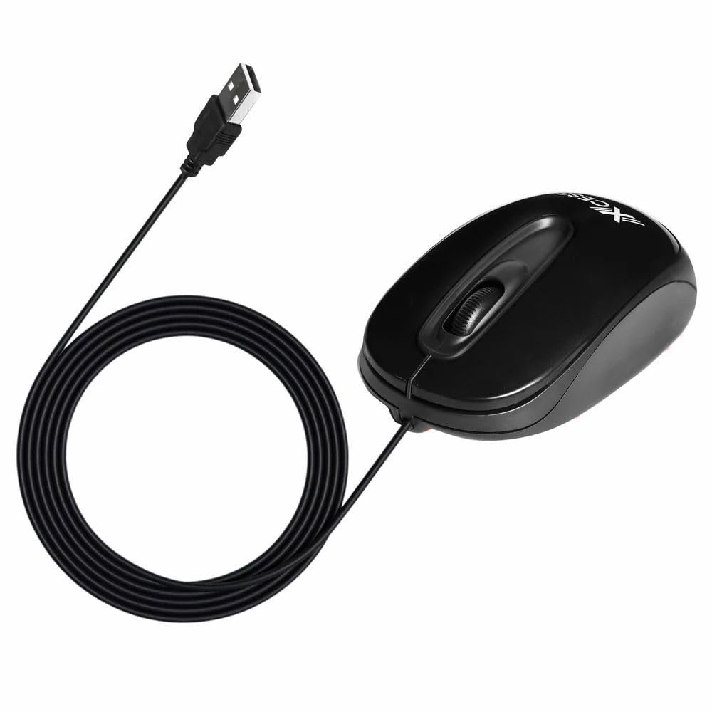 USB Optical Mouse, Black, Wired Computer Mouse with Long Cable, Ergonomic Design for Desktop PC and Laptop - Image 8