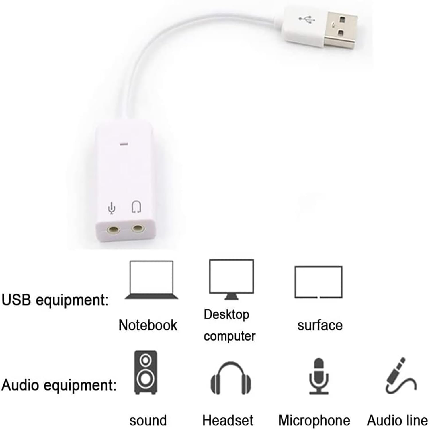 USB External Sound Card Adapter, Dual Channel Audio Interface Compatible with Desktop, Laptop, PS4, Tablet, Voice Synchronization for Speakers, Headset, Microphone - Image 3