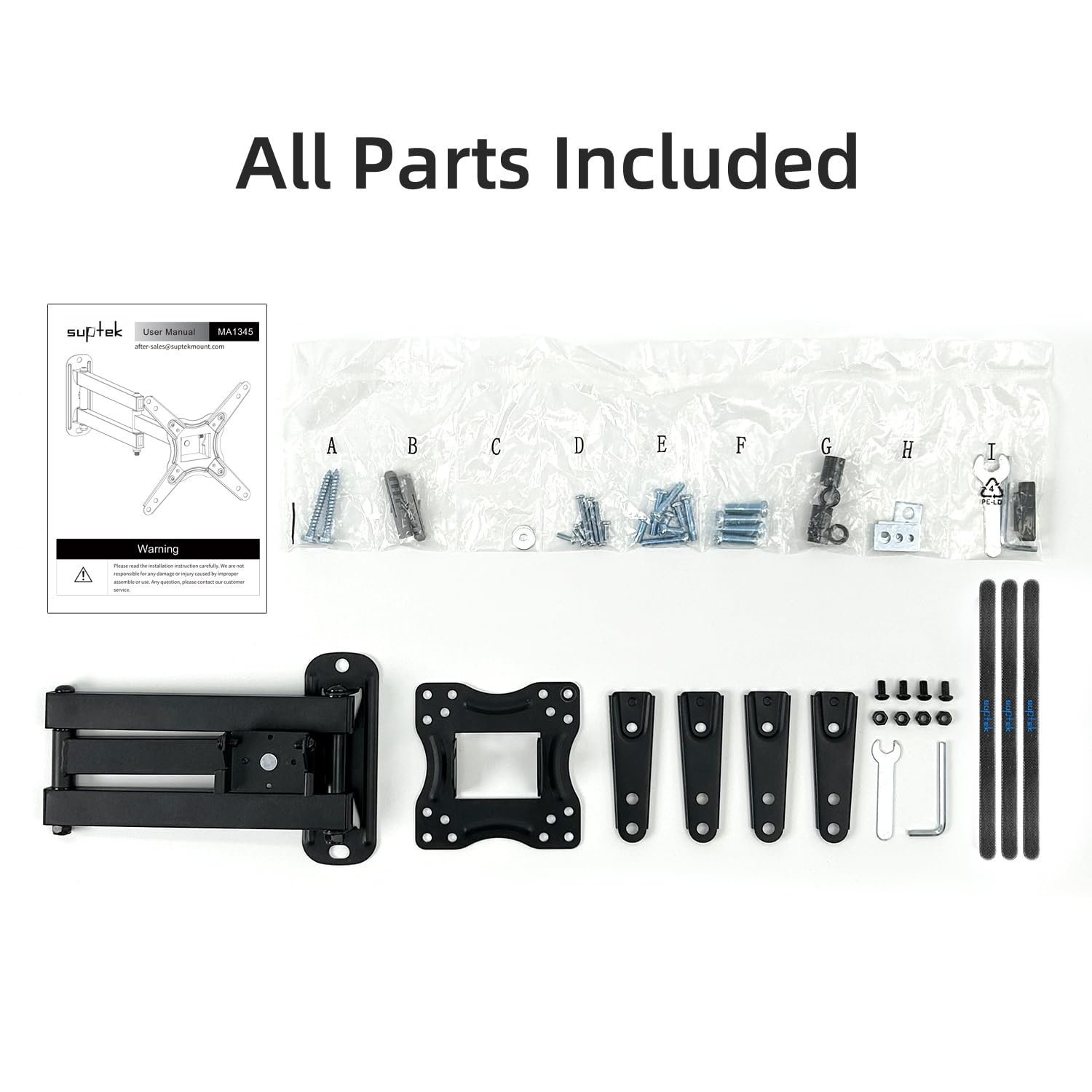 Full Motion TV Monitor Wall Mount for Most 13-43 Inch LED LCD Flat Curved Screen TVs & Monitors, Articulating Arms Swivel Tilt Extension Rotation, Max VESA 200x200mm up to 44lbs, MA1345 - Image 9