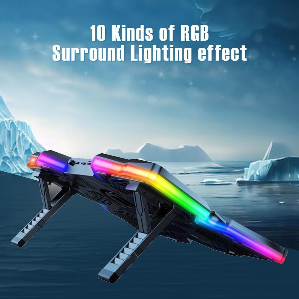 Arctic K25 PRO RGB Laptop Cooling Pad with 4 Motor Fans, 7 Adjustable Height | Black - Image 6