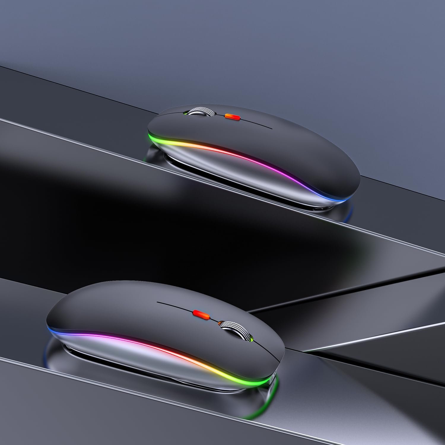 Dash Dual Bluetooth 5.1+ 5.0 & 2.4Ghz Wireless, Type-C Rechargeable Silent Click Mouse, Triple Device connectivity Windows, Mac, iOS, Android (Black) - Image 8