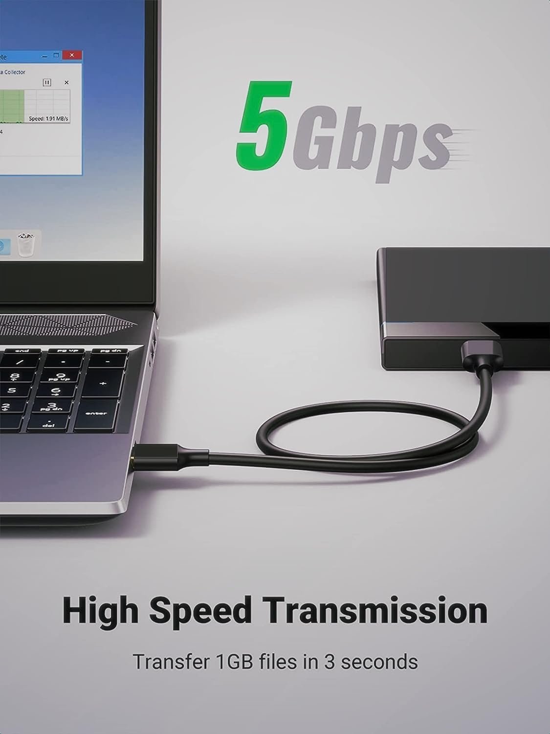 High Speed Data Sync USB 3.0 Type A Male to Micro B Cord for Wd/Seagate/Toshiba/Samsung/Hitachi, Etc External Hard Disk/Drives Cables (Black) (1.5Ft) - Image 5