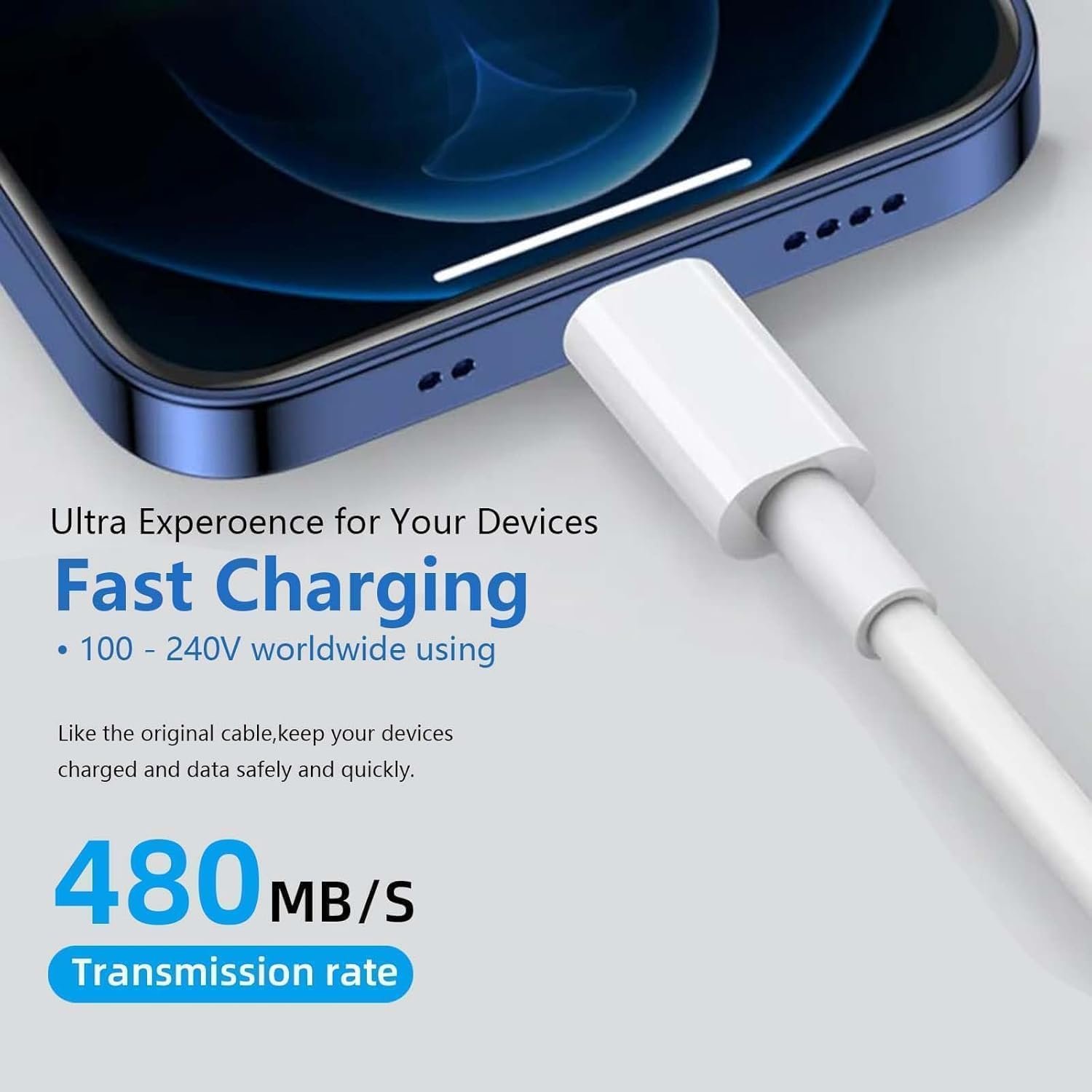 Mi USB to Type C 33W Hypercharge Cable, 3A Fast Charging Cable with Up to 480 Mbps High-Speed Data Transfer & Sync Cord Compatible With Smartphones and Devices, White (1 Meter) - Image 8