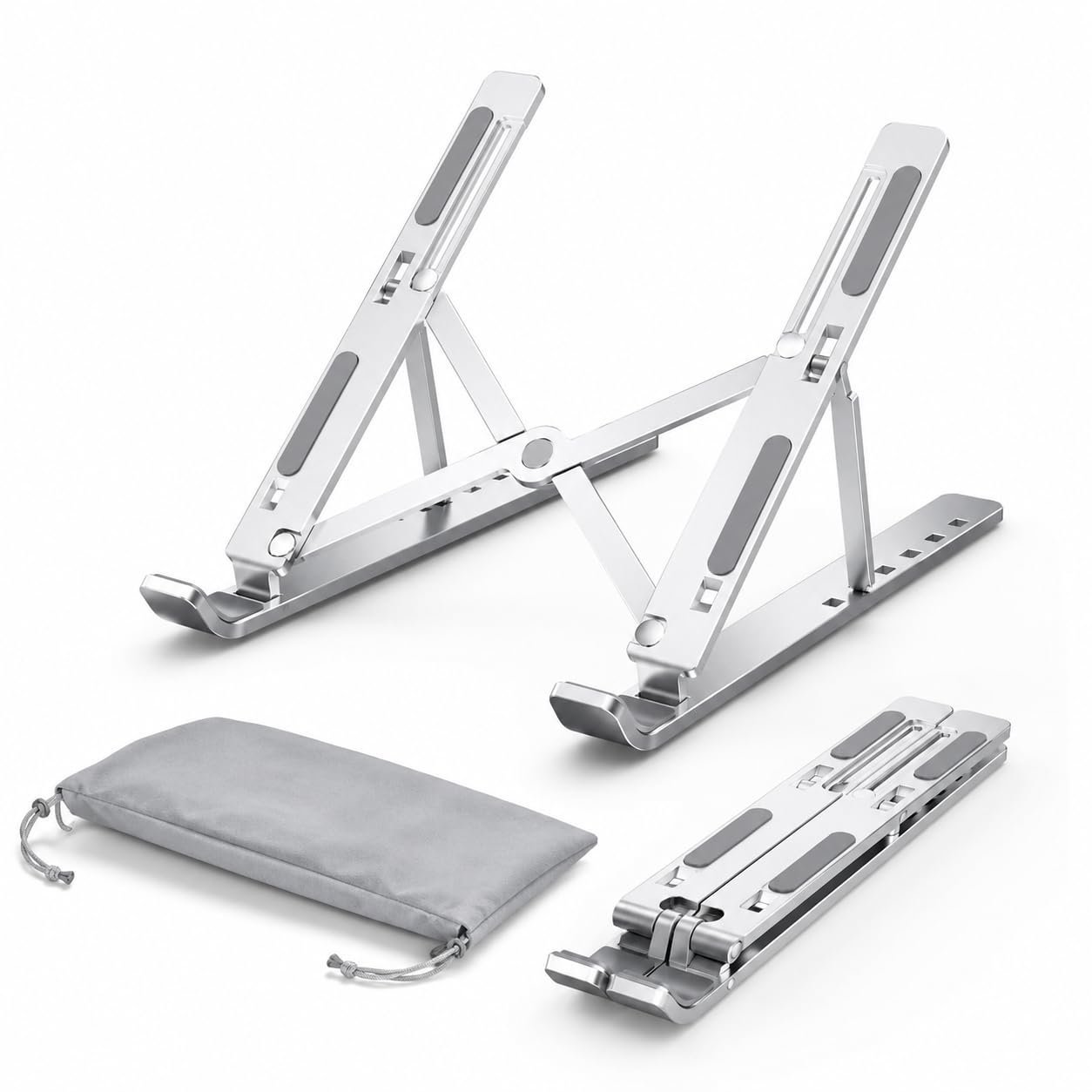 Aluminum Foldable Laptop Stand for Desk, Adjustable Ergonomic Notebook Stand, Portable Ventilated Laptop Riser Compatible with MacBook, HP, Dell, Lenovo, ASUS & Laptops Up to 17.3 Inch - Image 2