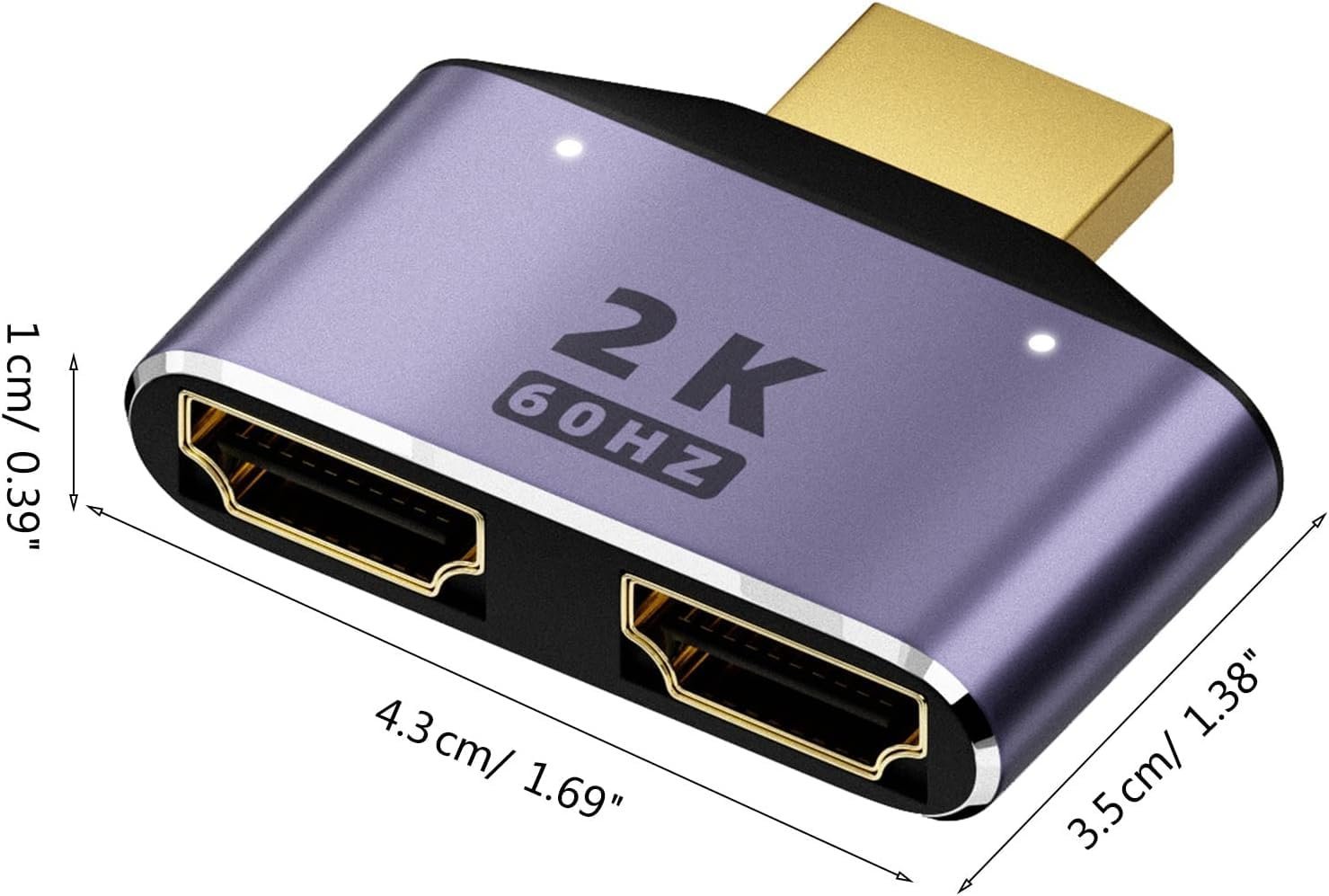 HDMI Splitter 1 in 2 Out Bi-Directional Switch – 2K@60Hz HD Display, HDMI 1 Male to 2 Female Adapter with LED Indicator for TV, Monitor, Laptops - Image 3