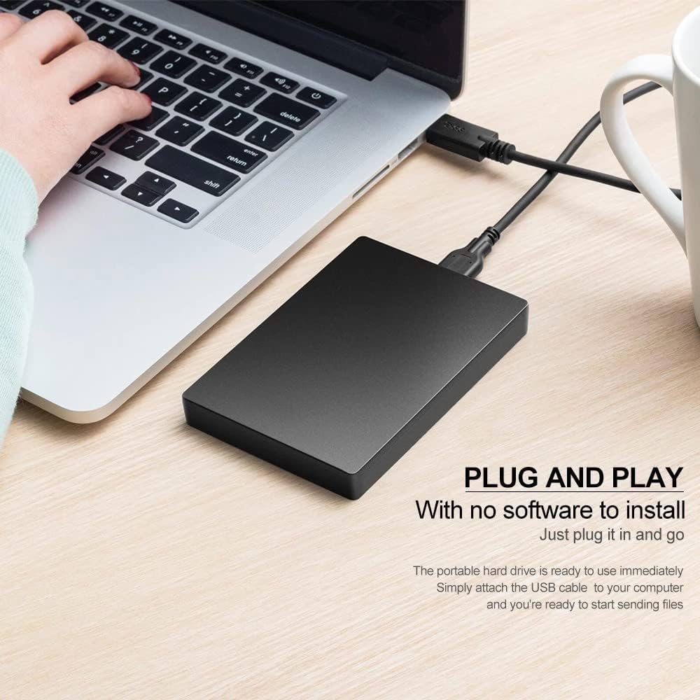 Portable 500GB Hard Disk 2-in-1 Type C & USB 3.0 High Speed Ultra Slim Hard Drive - Compatible with Laptop, Mac, PC,iPad, Tablet, PS4, Mobile (Black) - 500gb Slim Compact Drive (HDD Backup Drive) - Image 2