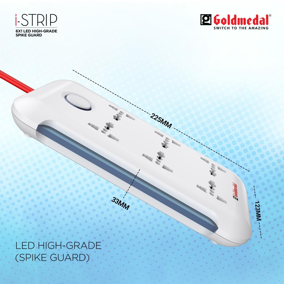 i-Strip High-Grade Extension Board | 6 Universal Sockets | 2-Meter Extension Cord with Surge Protector | Master Switch & LED Indicator | Multi Plug Socket for Home & Office | (White) - Image 3