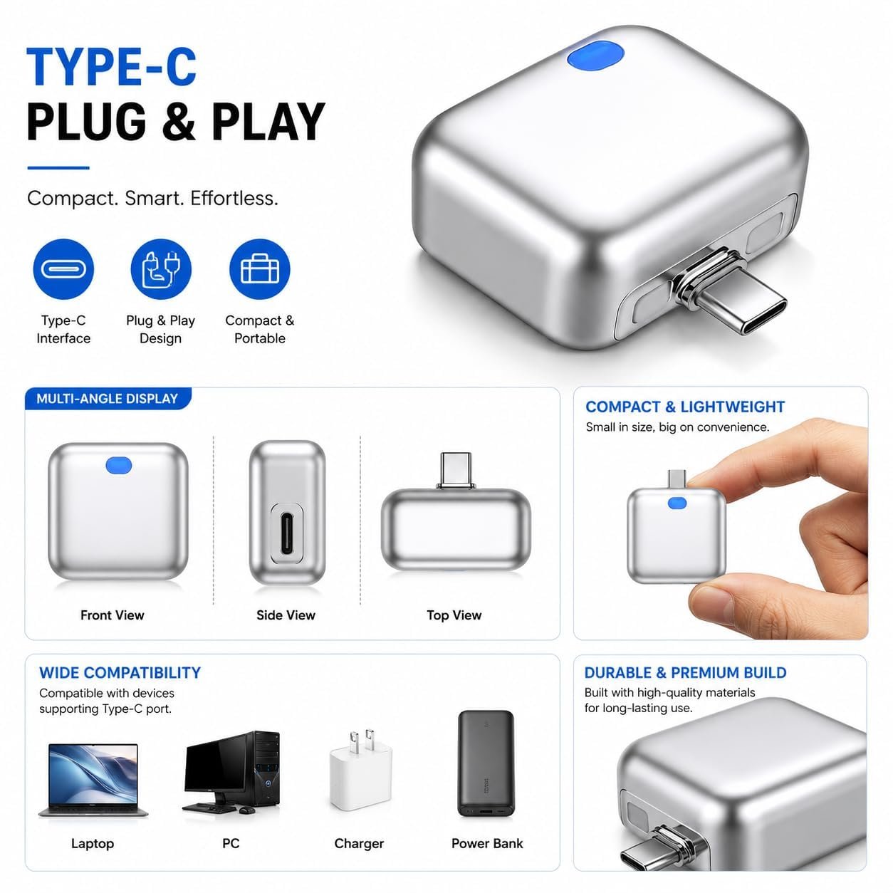 TYROCX Smart Auto-Eject USB-C Charging Adapter, 100W Type-C Power Disconnector with Physical Auto Cut-Off, Dual Current LED Mode Overcharge Protection for Smartphones, Gaming Accessories & Laptops - Image 3