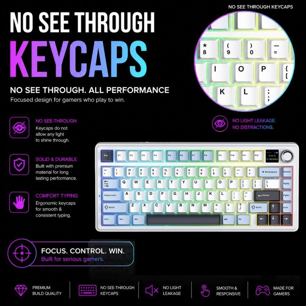 F75Max 75% TKL Wireless Mechanical Keyboard | Hot Swappable | Pre-lubed Linear Switches | RGB Backlit | 2.4GHz/Type-C/Bluetooth Gaming Keyboard (F75Max Ice Blue, Reaper Switch) - Image 2