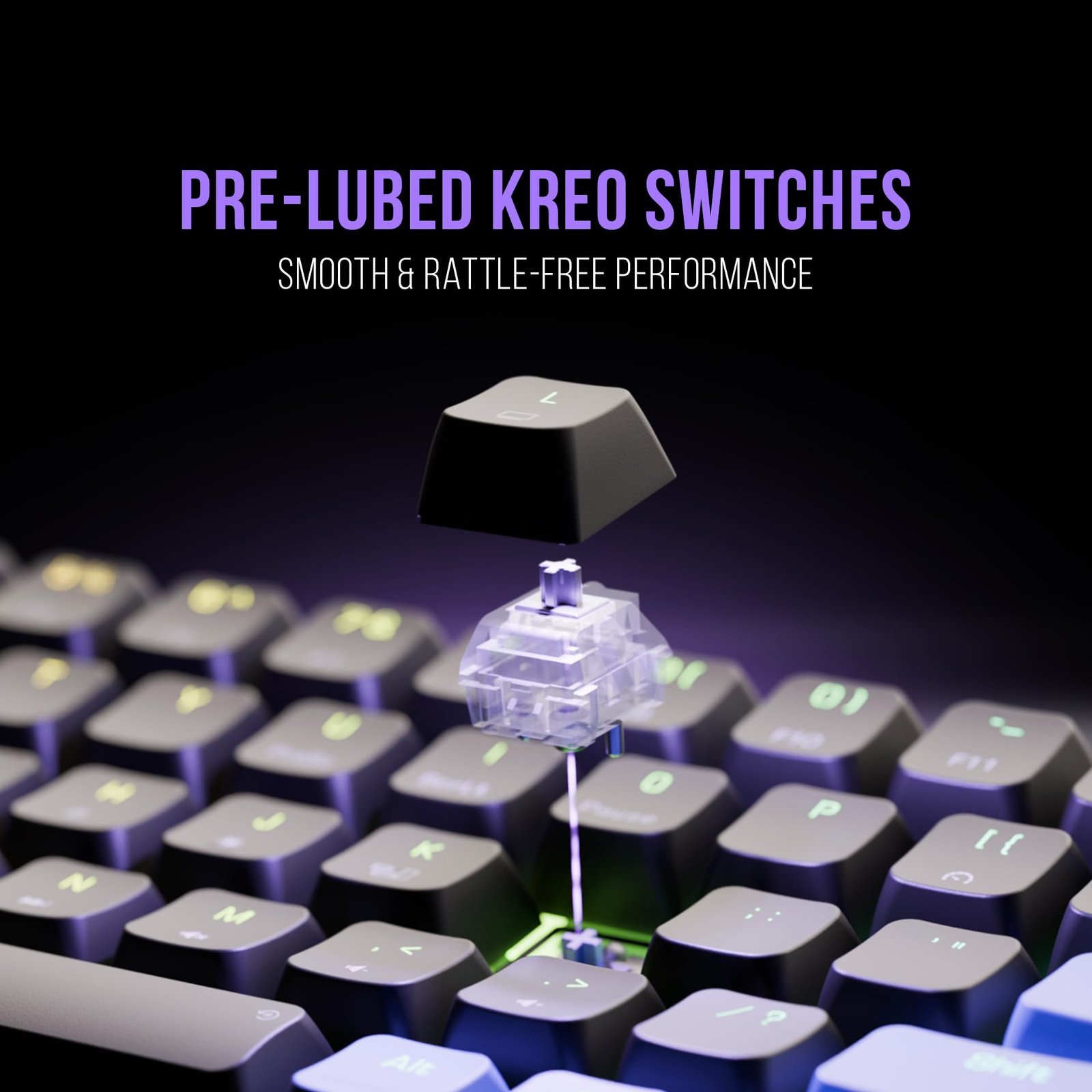 Hive 65 RGB Mechanical Gaming Keyboard | Pre-Lubed Switches, Anti-Ghosting, 5-Pin Hot-Swap | Wired 65% Keyboard with RGB Backlight & Detachable USB-C Cable (Black) - Image 5