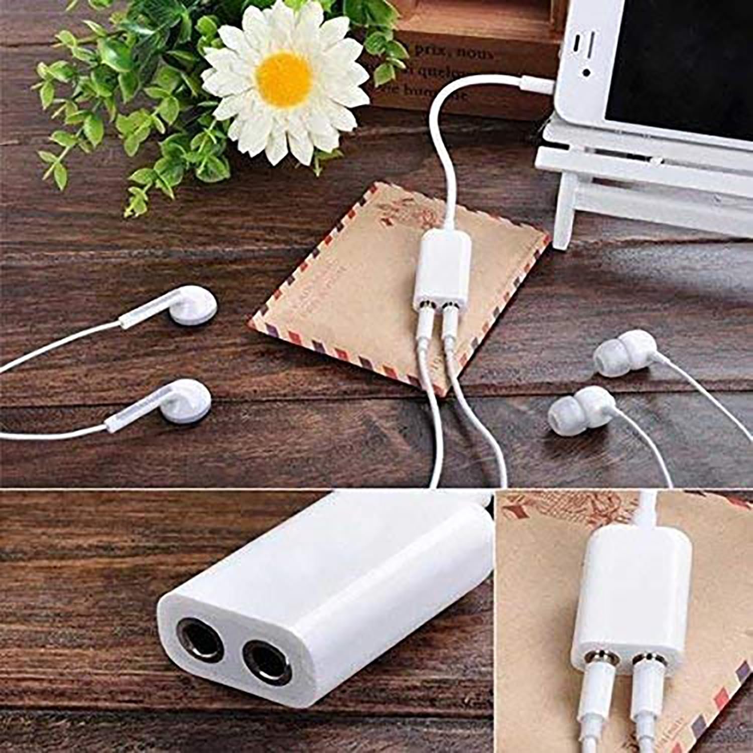 3.5mm Audio Jack Splitter Cable Adapter, Stereo Male to Dual Female AUX Y Splitter for iPhone, iPad, iPod, Laptop, Mobile, Headphone & Mic Support – White (Colors May Vary) - Image 4
