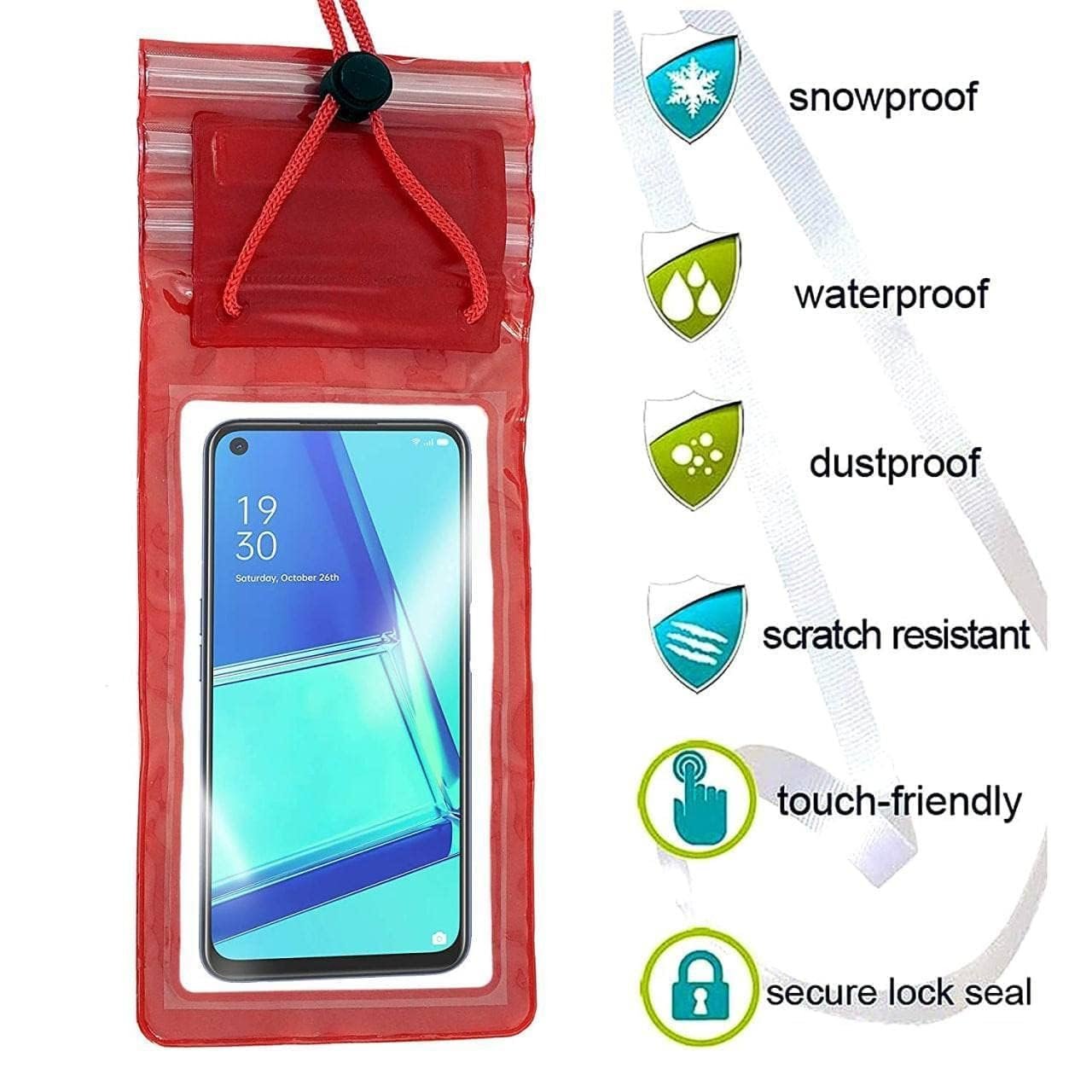 Knoxita Pack of 1 Waterproof Clip Lock Design Mobile Pouch with Hanging Strap Rain Pouch Suitable for Smartphones Size Upto 6.5 Inches for Women and Men Rain Cover Multicolor (1) - Image 6