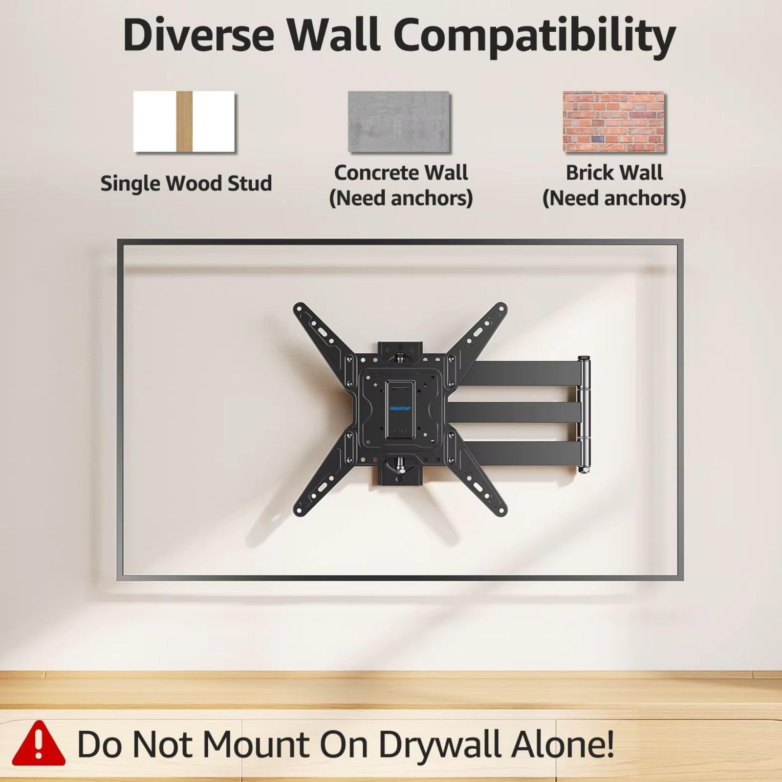 26-65 inches TV Wall Mount, 817 mm Extension, 90 Degree Viewing Angle, 20 Degree Tilt, 40 kg Load Capacity - Image 7