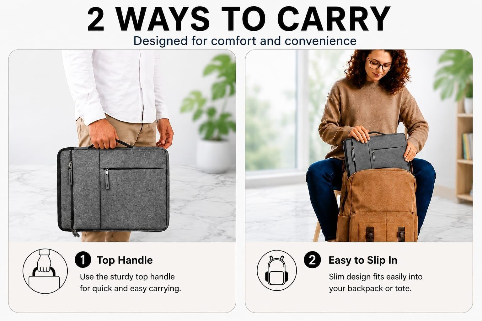 17 Inch Laptop Sleeve with Carry Handle & 2 Front Pockets | Slim Lightweight Laptop Case with Water-Resistant Cover | Compatible with MacBook, Dell, HP, Lenovo, Asus, Samsung, Mi & More - Image 5