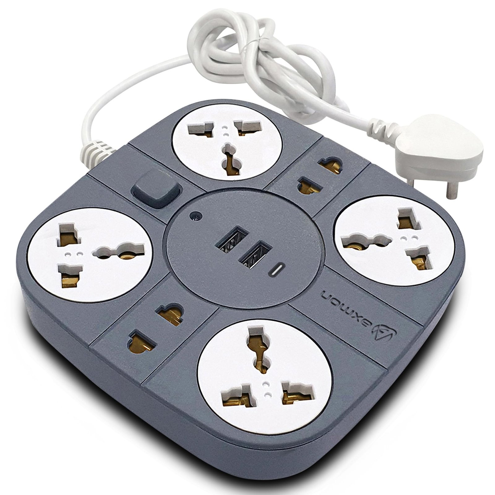 Extension Board with USB Port (Grey, 10 Meter)