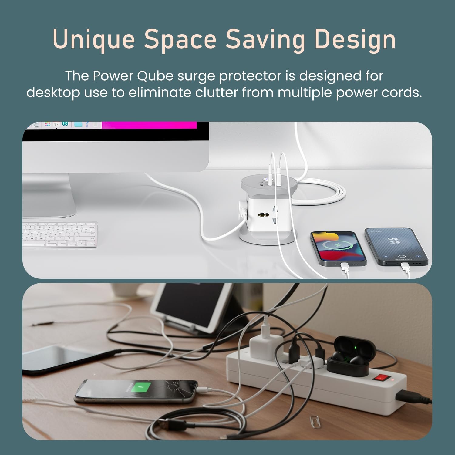 Power Plate 9 Pro, 2500W 7-in-1 Desktop Charging Station with 4X Universal Sockets, 12W USB-A & Type-C Ports, Space-Saving Power Extender, 2M Cord, Power Switch, Child Proof Shutters - Image 3