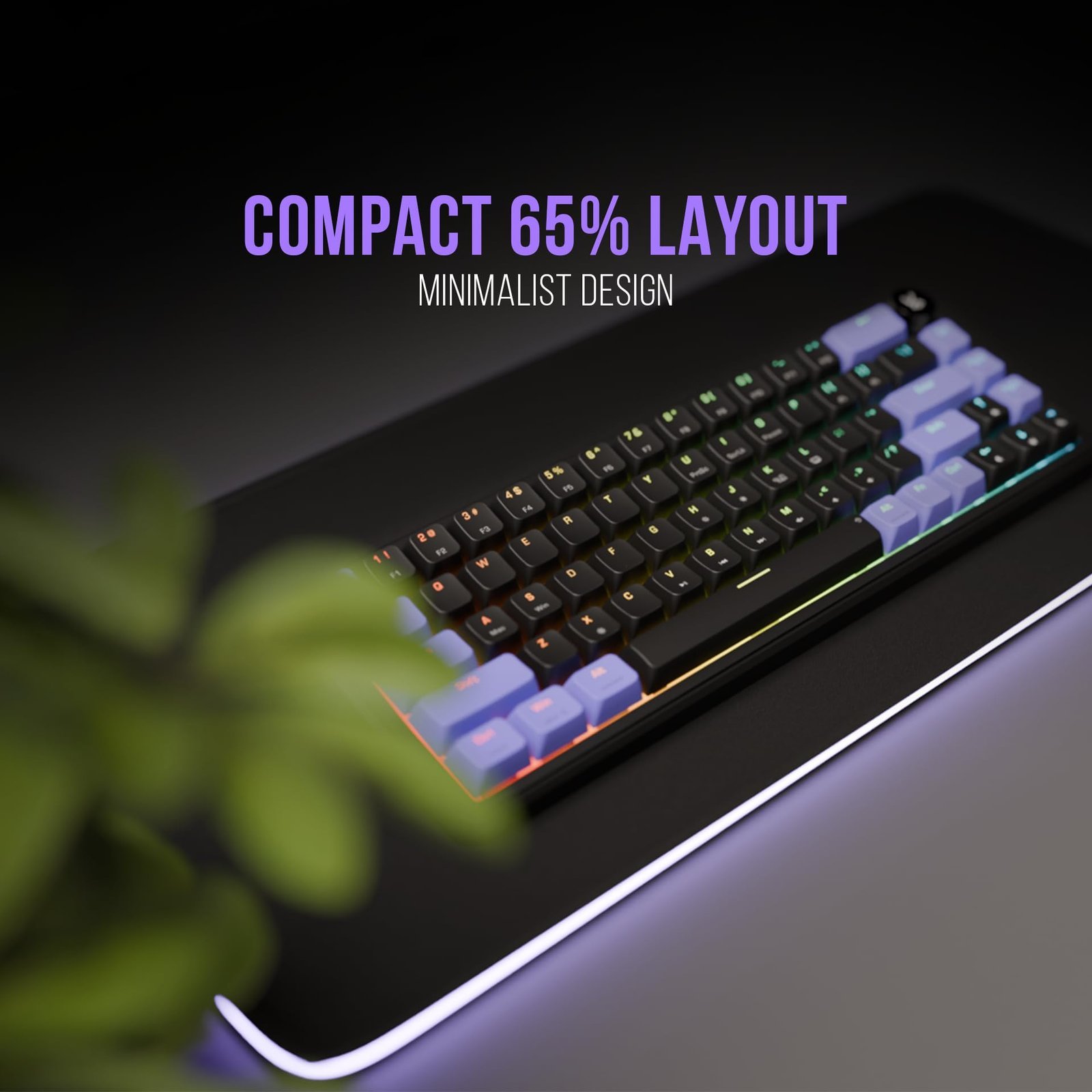 Hive 65 RGB Mechanical Gaming Keyboard | Pre-Lubed Switches, Anti-Ghosting, 5-Pin Hot-Swap | Wired 65% Keyboard with RGB Backlight & Detachable USB-C Cable (Black) - Image 8
