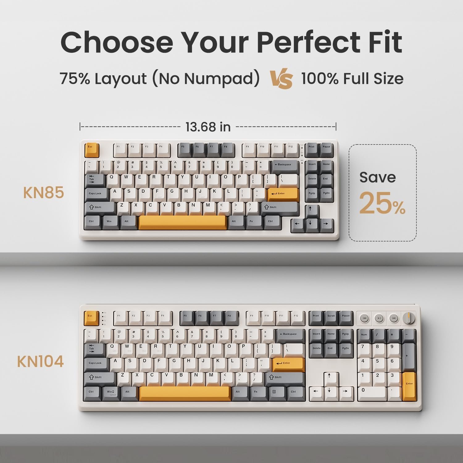 Wireless Mechanical Keyboard, Creamy Sound Board Gaming Keyboard with Bluetooth/2.4GHz/USB-C, 75% 85 Keys, Hot Swappable Compact Keyboard for Win/Mac - Image 3