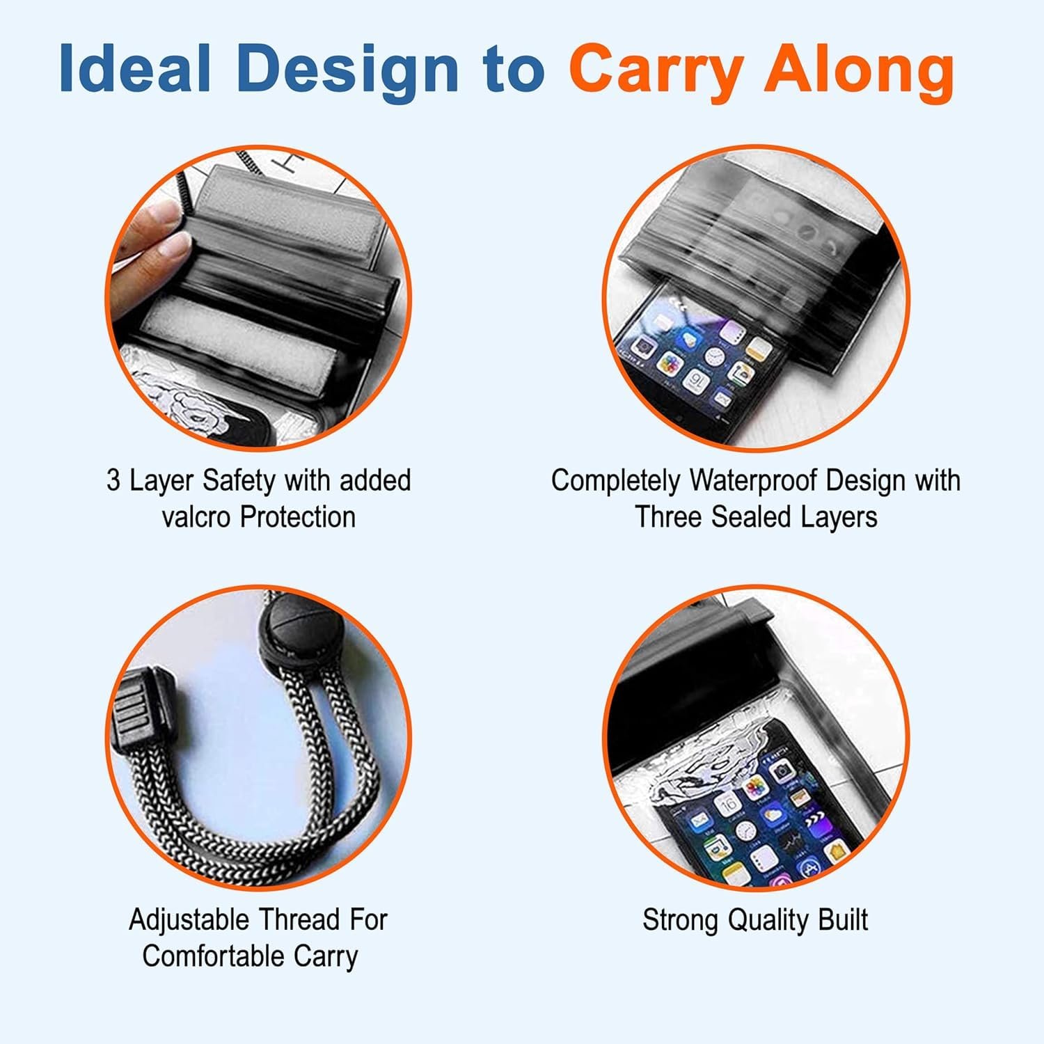 Knoxita Pack of 1 Waterproof Clip Lock Design Mobile Pouch with Hanging Strap Rain Pouch Suitable for Smartphones Size Upto 6.5 Inches for Women and Men Rain Cover Multicolor (1) - Image 9
