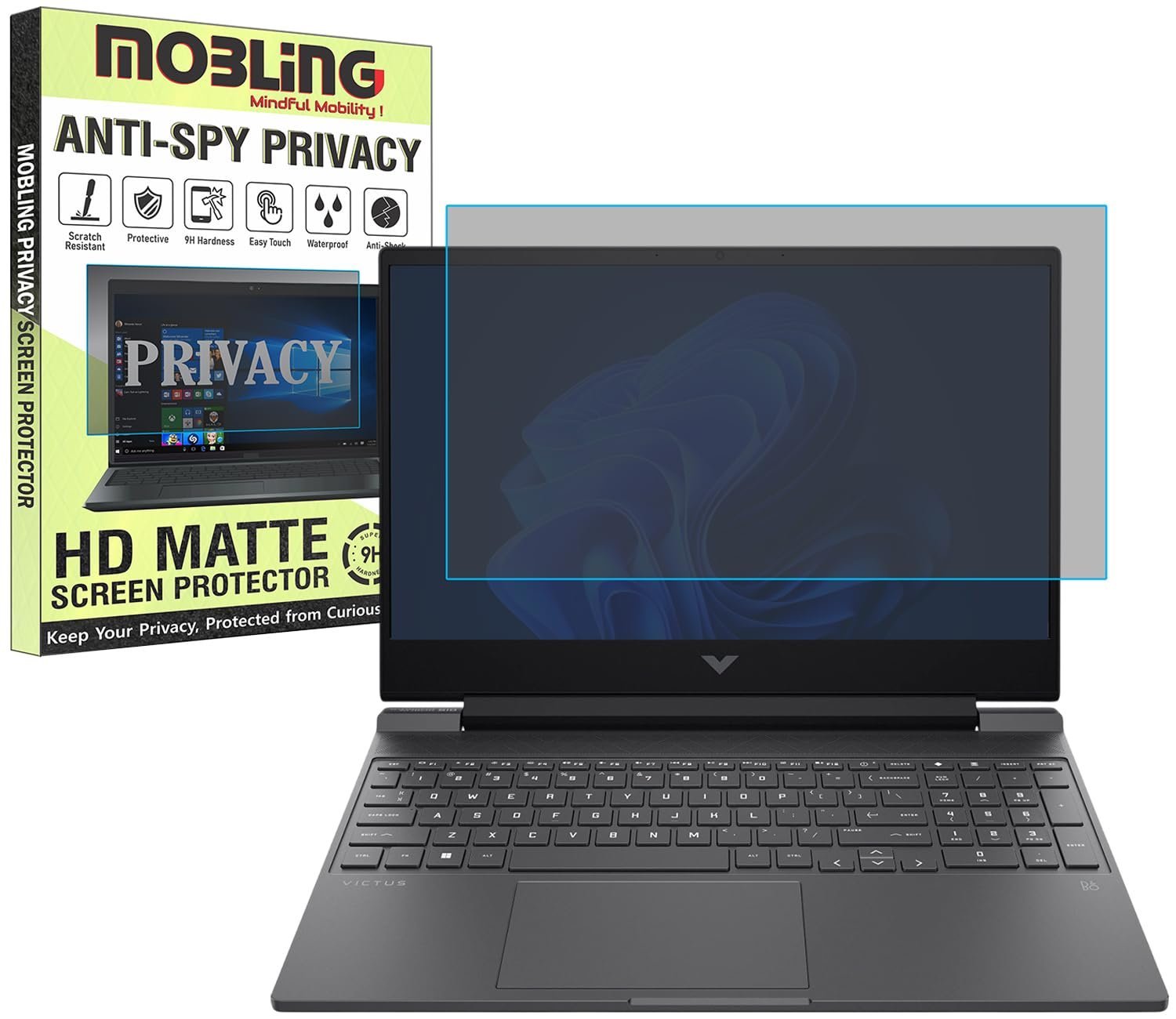 Privacy Matte Anti Spy Screen Guard Compatible With HP Smartchoice Victus (15.6 Inch, 39.6cm, 16:9 Ratio, 1920x1080 Resolution Laptop) Anti Peep Screen Protector Not a Tempered Glass