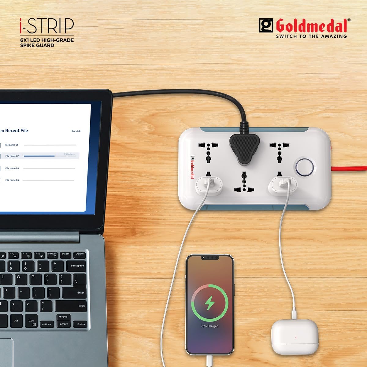 i-Strip High-Grade Extension Board | 6 Universal Sockets | 2-Meter Extension Cord with Surge Protector | Master Switch & LED Indicator | Multi Plug Socket for Home & Office | (White) - Image 4