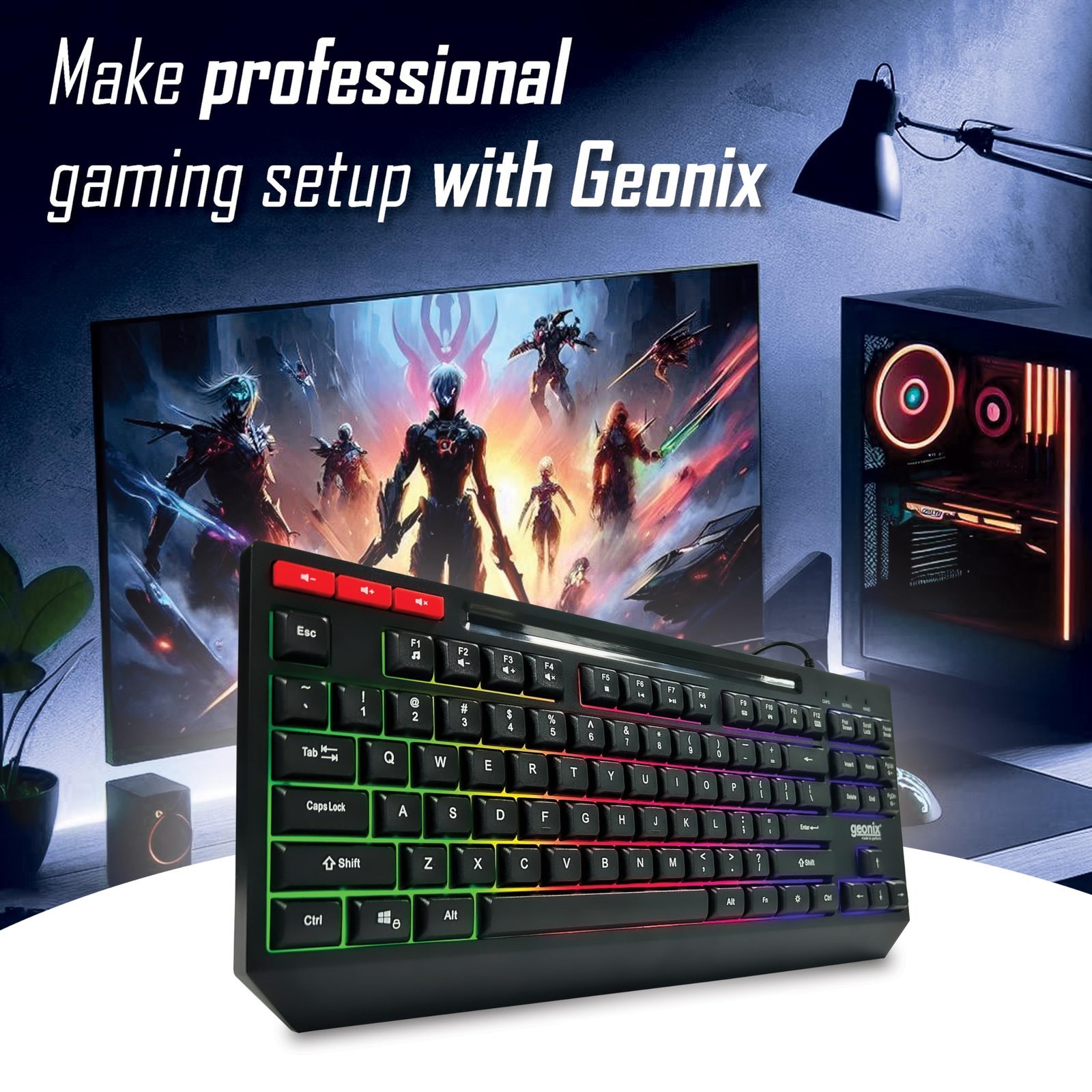 Cruiser K2 Multi Function Gaming Keyboard with 90 Keys Including 3 Dedicated Multimedia Keys, Rainbow Backlight, Spill Resistant, PVC Cable, Durable Body (Black) - Image 6
