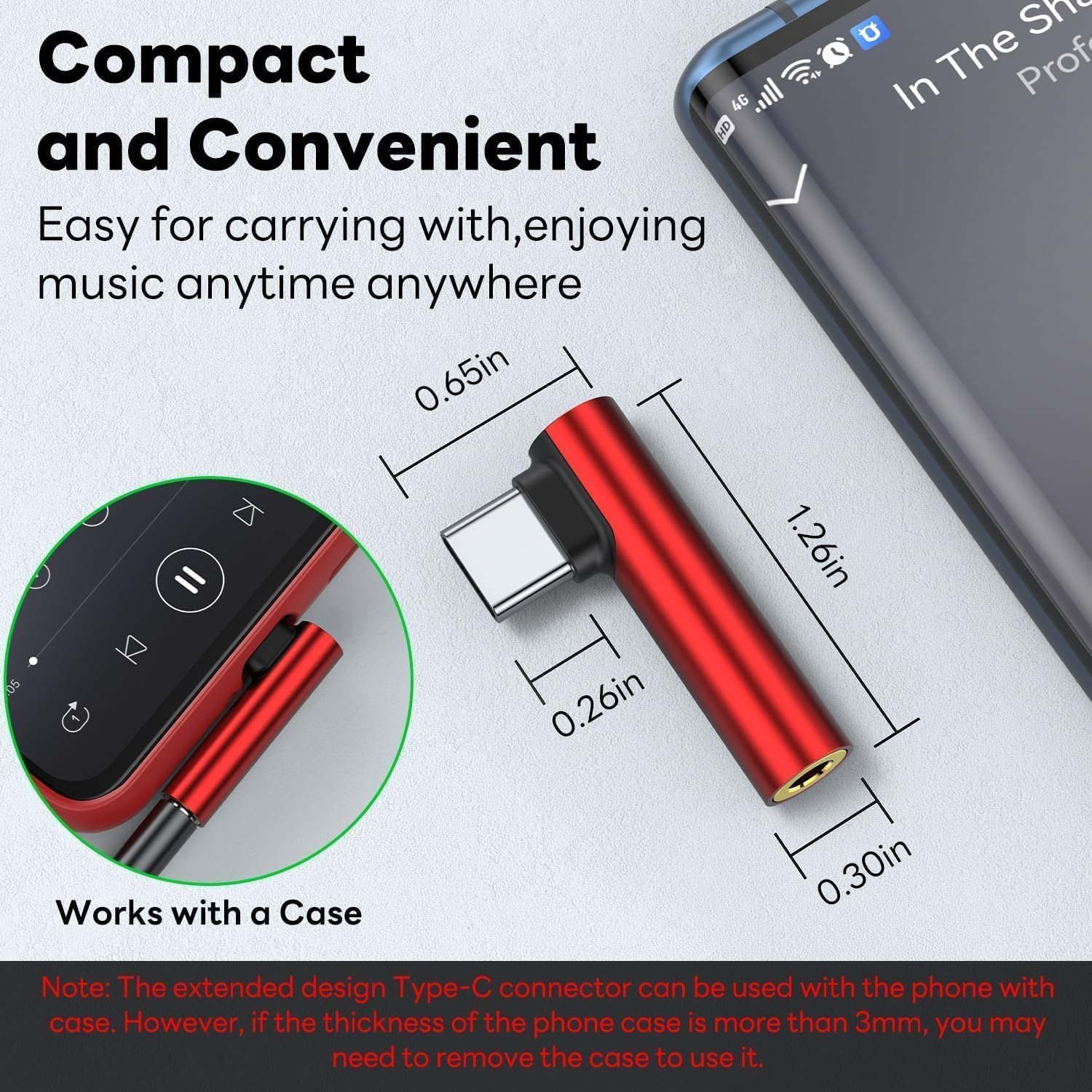 Original C to 3.5mm Audio Adapter 1 Pcs | Type-C to AUX Headphone Jack Dongle with DAC Chip | Right Angle Connector | Compatible with Mi, iqoo, Vivo, iPad Pro | New L Shape - Image 5