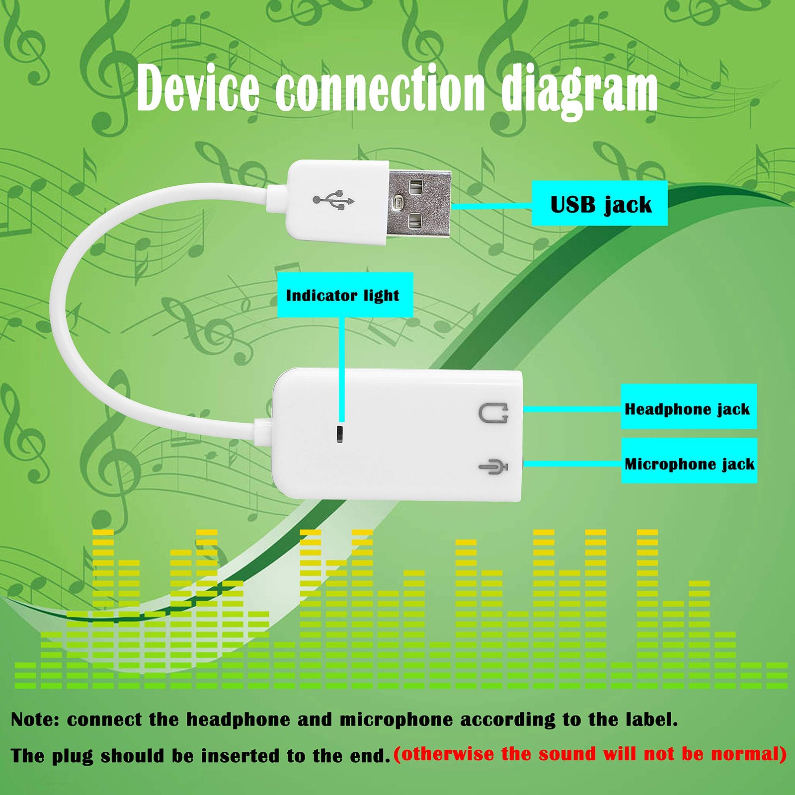 7.1 USB External Sound Card Audio Adapter LEIHONG USB2.0 to 3.5MM Audio Output Microphone Input Converter Plug and Play for Windows/Vista/Win7/Linux/WinCE/Android/Mac-White - Image 4
